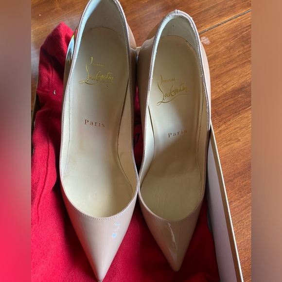 Pigalle Follies Louboutin Size 37.5 Nude Pointed High Heel Shoe With Box and Bag - Picture 11 of 14